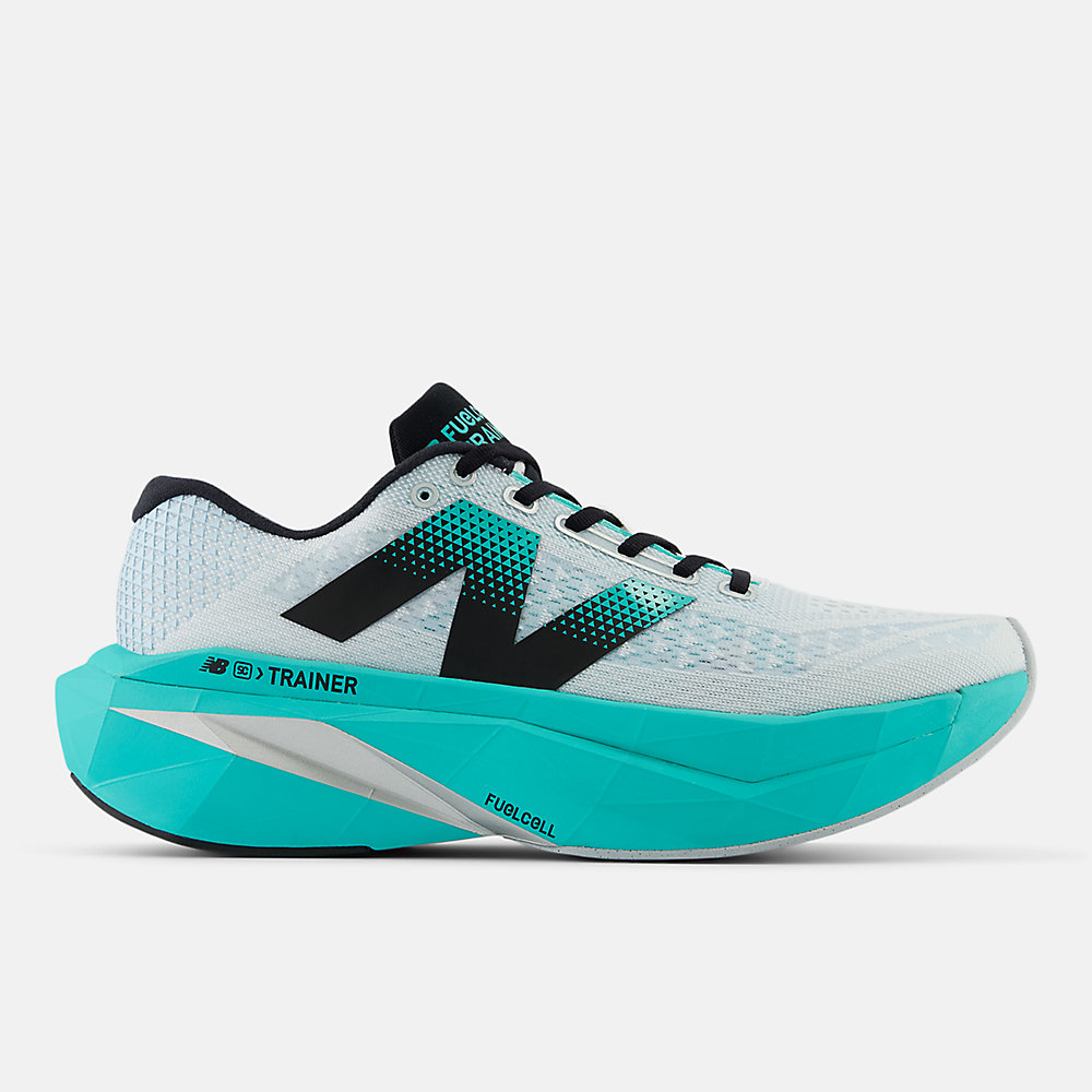 New Balance FuelCell SuperComp Trainer v3 Shoes White with Cyber Jade